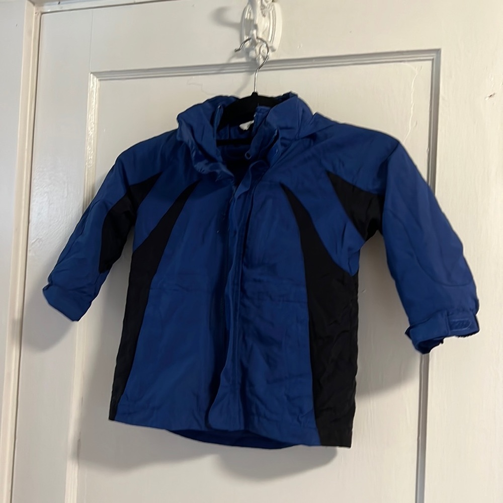 Boys XS Moby Goby Ski Jacket Blue Black Zip Out Fleece Lining